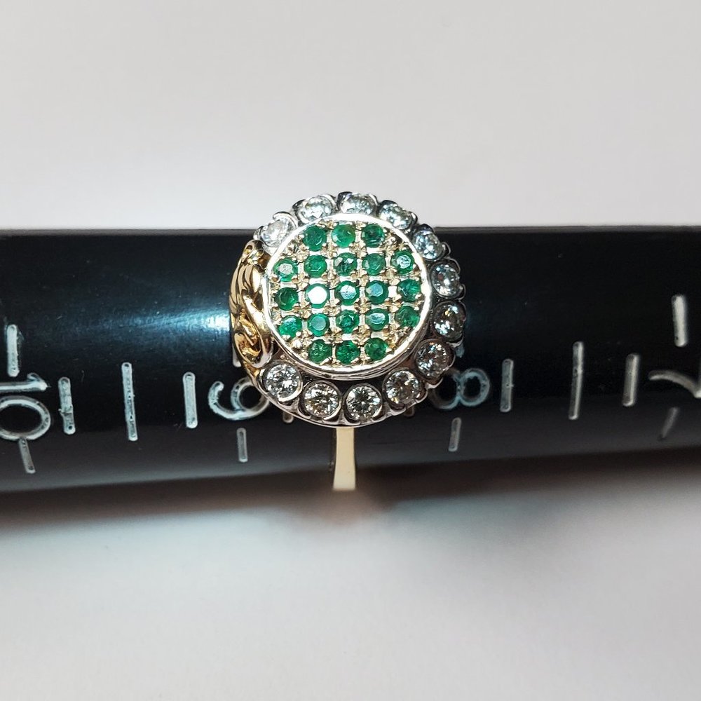 Beautiful Design 14K Rose Gold Diamond & Emerald Ring - Picture 12 of 12